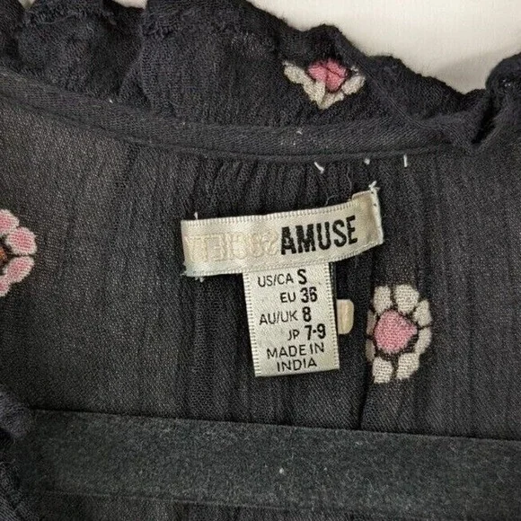 Amuse Society S Bel Air Printed Crinkle Woven Black Boho Maxi Dress - Picture 9 of 11